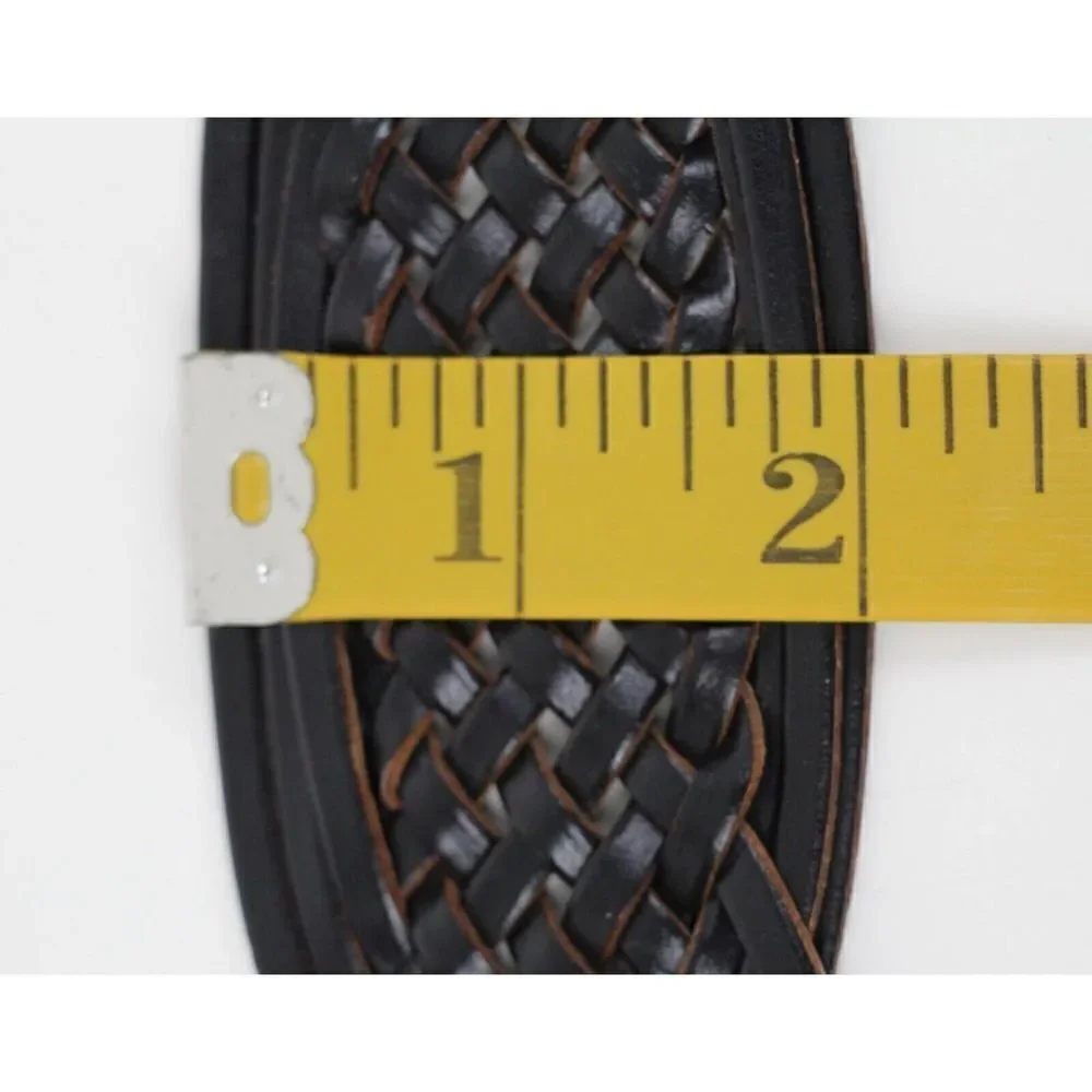 BRAIDED WOVEN BROWN BONDED LEATHER 2